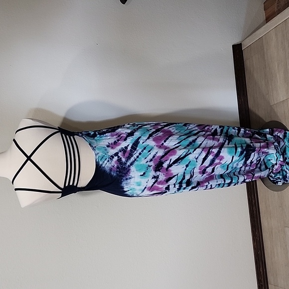 Chaser Maxi Dress 100% Cotton Knit Strappy Back Beachy Vacation Vibes size Small - Picture 12 of 12